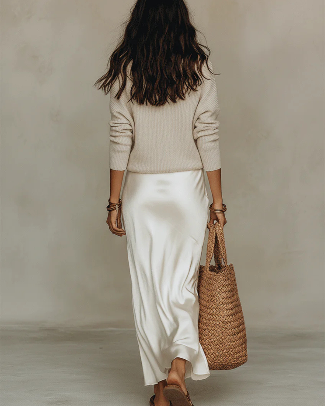 Eleanor | Satin Midi Dress with Coordinating Sweater