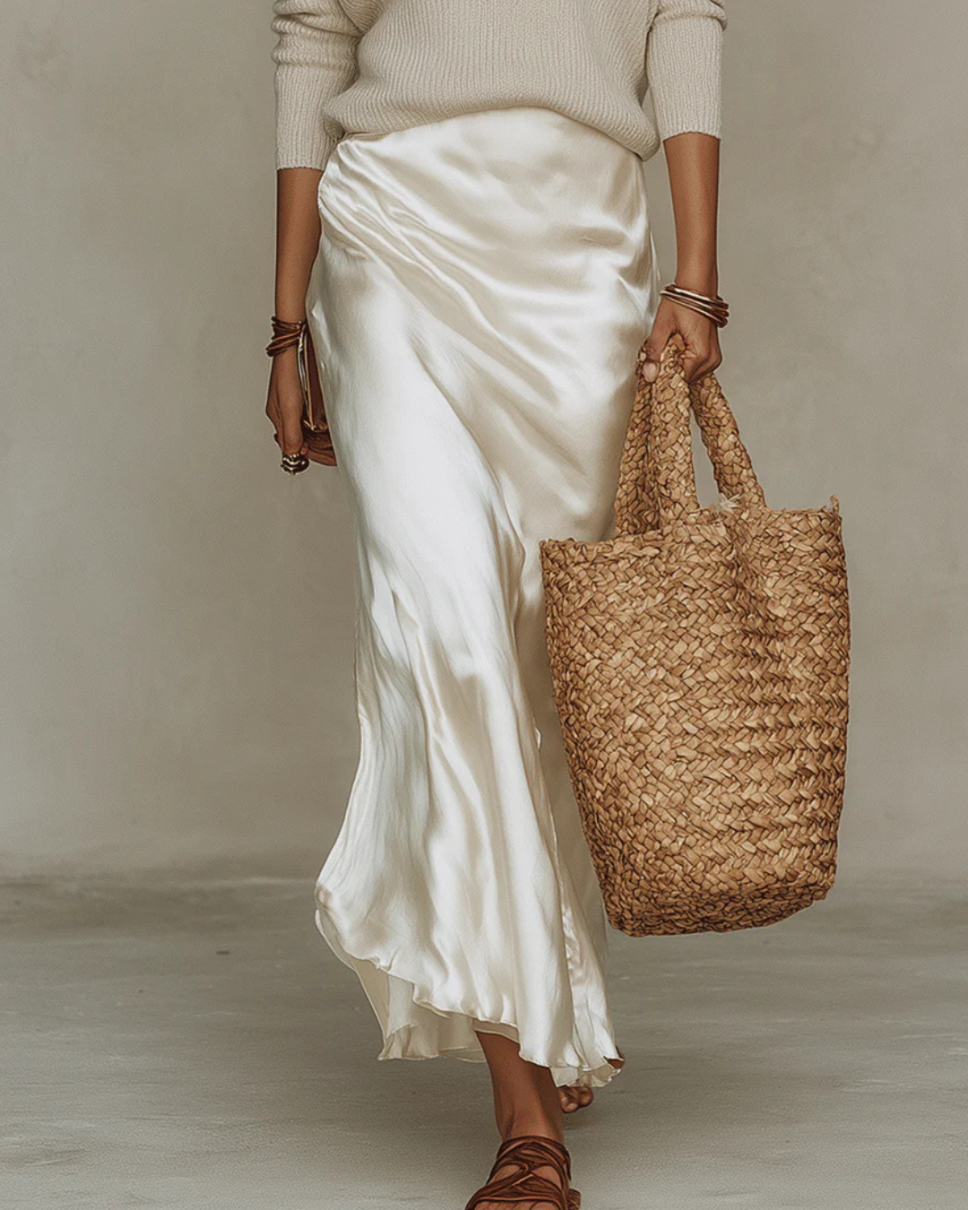 Claire | Satin Midi Dress with Coordinating Sweater