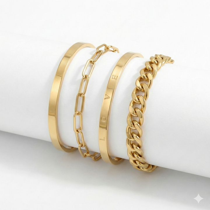 Marisella – Gold Chain Bracelet Set