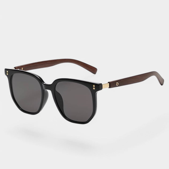Sunglasses, brown faux-wooden legs, plastic and synthetic wood, Women