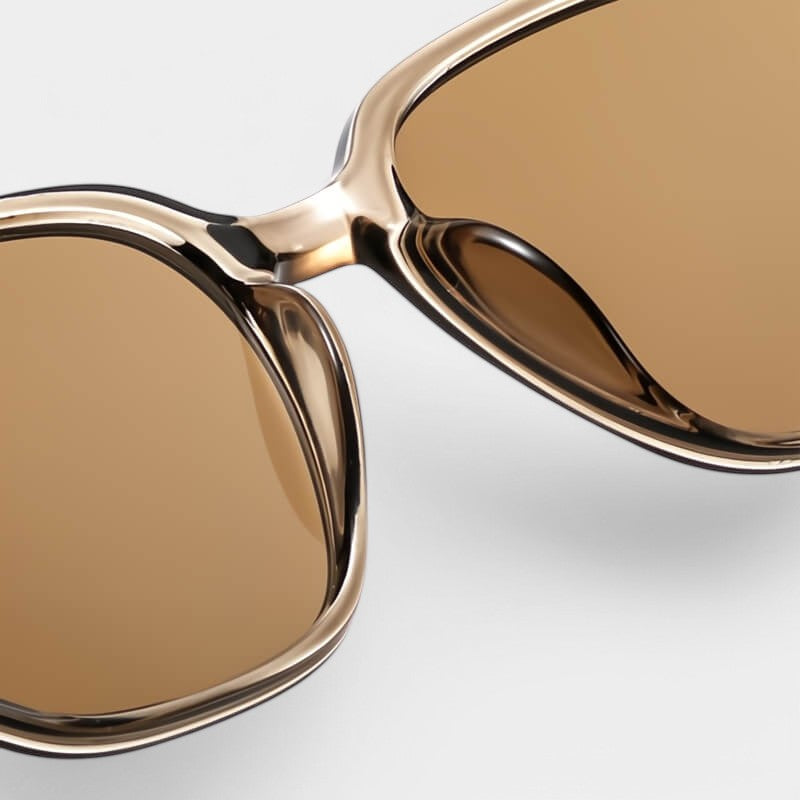 Sunglasses, brown faux-wooden legs, plastic and synthetic wood, Women