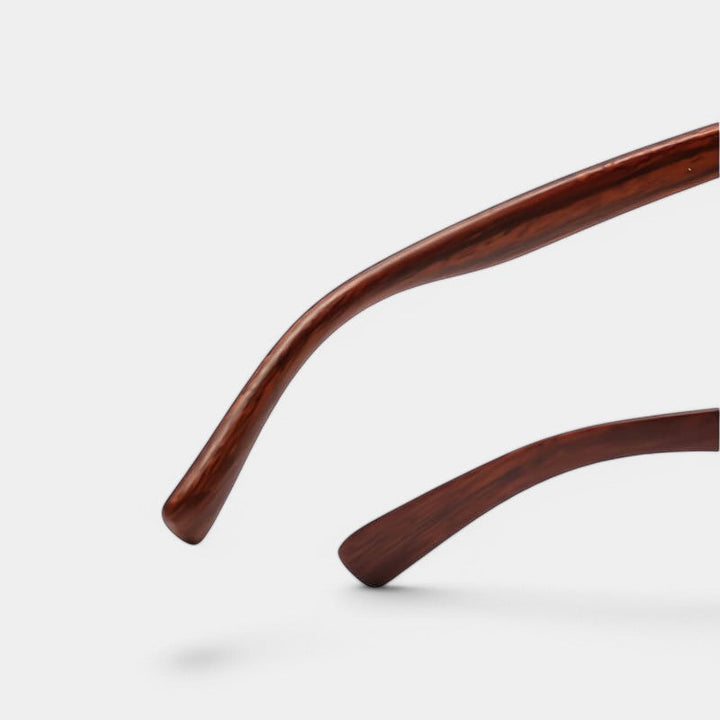 Sunglasses, brown faux-wooden legs, plastic and synthetic wood, Women