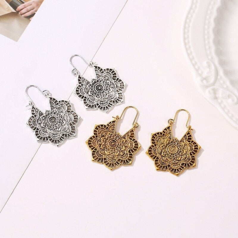 Earrings with Lotus Mandala