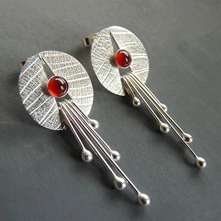 Pevena – Hanging Earrings with Red Accent