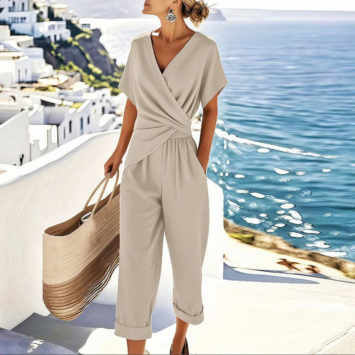 Colleen™ Elegant Two-Piece Set | Cross Top and Short Pants