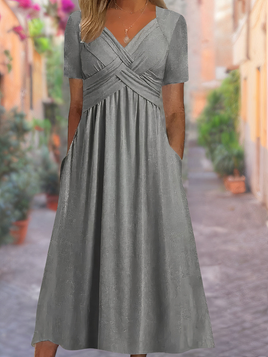 Sylvia | V-Neck Dress Covering the Stomach