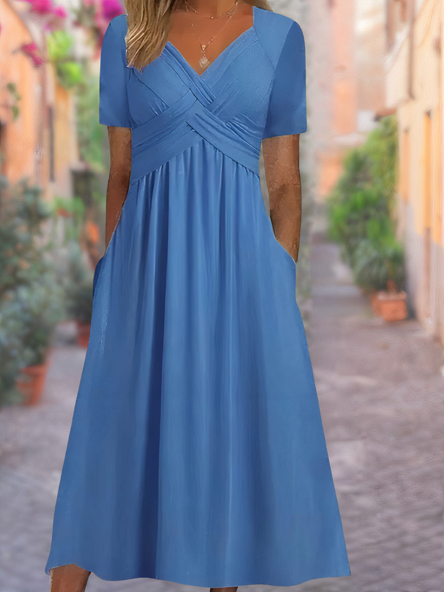 Sylvia | V-Neck Dress Covering the Stomach