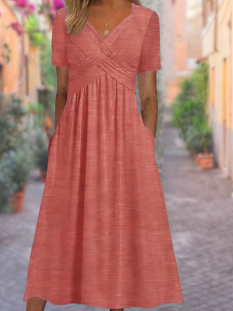 Sylvia | V-Neck Dress Covering the Stomach
