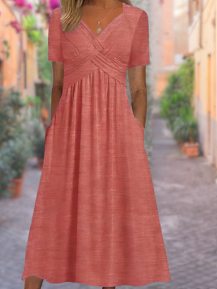 Sylvia | V-Neck Dress Covering the Stomach