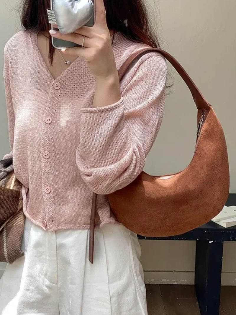 Coralie | Half-Moon Faux Suede Bag