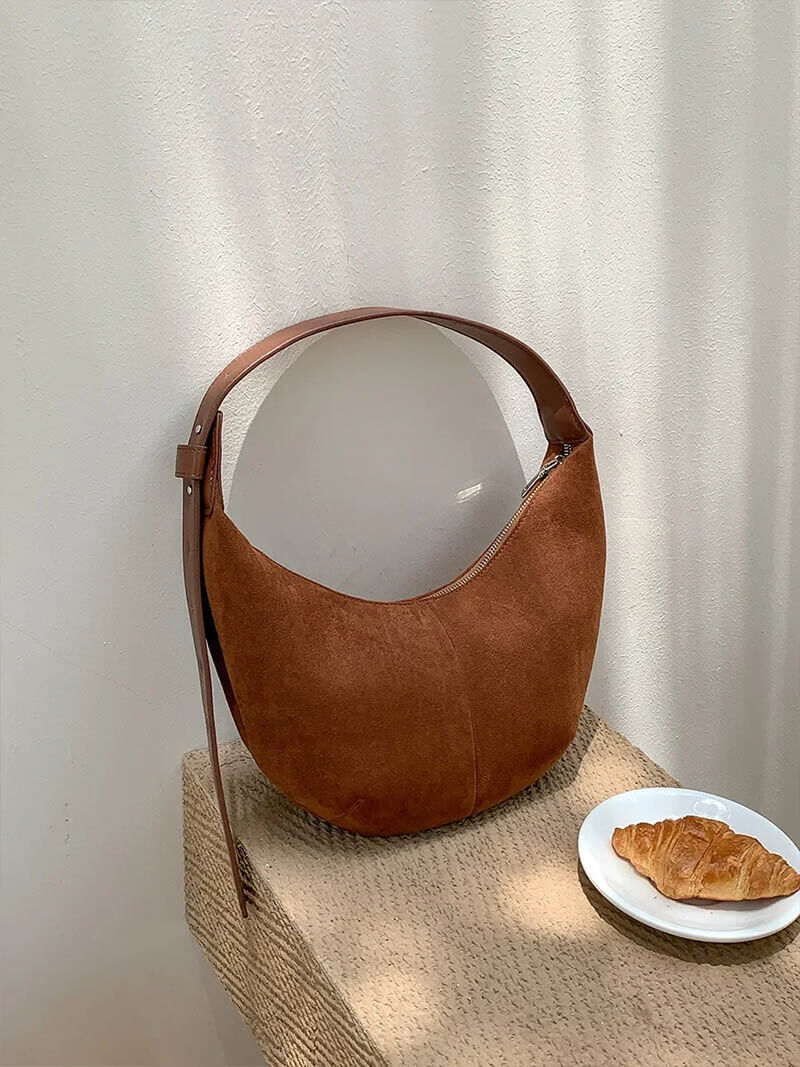 Coralie | Half-Moon Faux Suede Bag