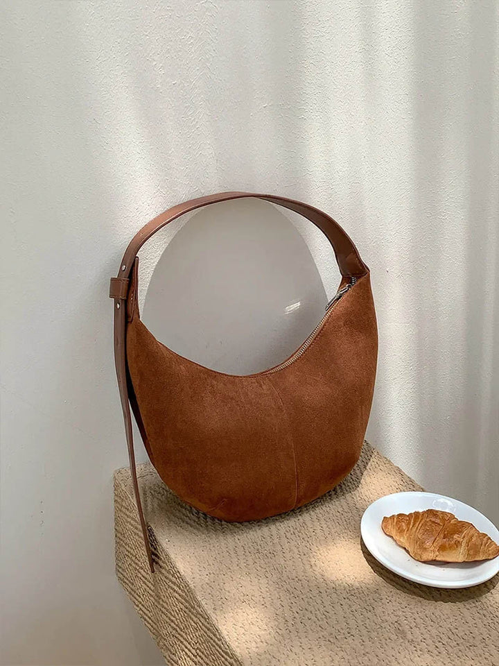 Coralie | Half-Moon Faux Suede Bag