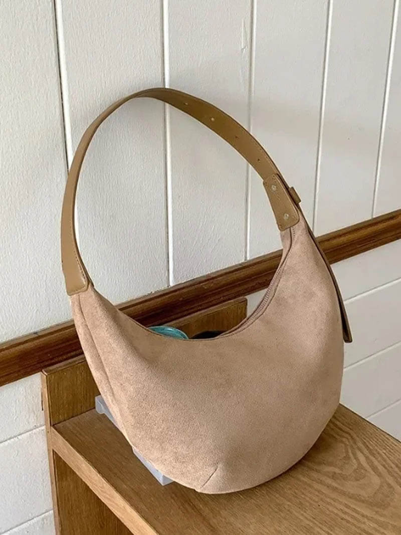 Coralie | Half-Moon Faux Suede Bag