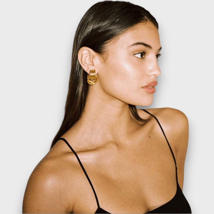 Nela – Filigree Knot Earrings in Gold Finish