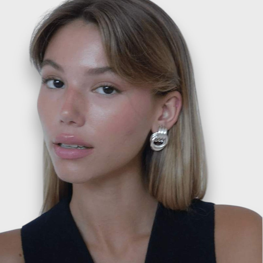 Nela – Filigree Knot Earrings in Gold Finish