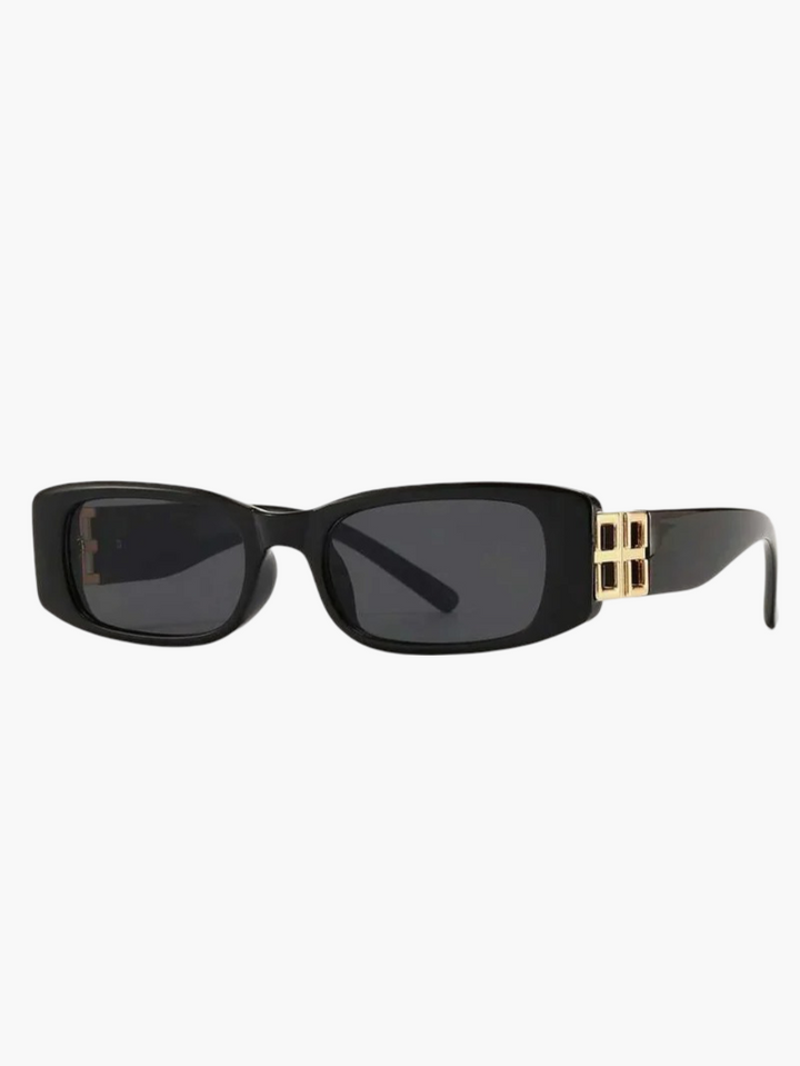 Sunglasses, gold-colored metal logo detail, acetate and metal, black, Women's