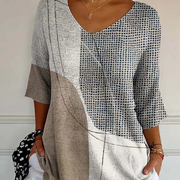 Casual Knit Sweater with Abstract Geometric Pattern for Women