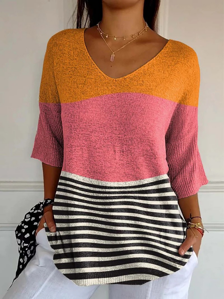 Casual Knit Sweater with Abstract Pattern for Women