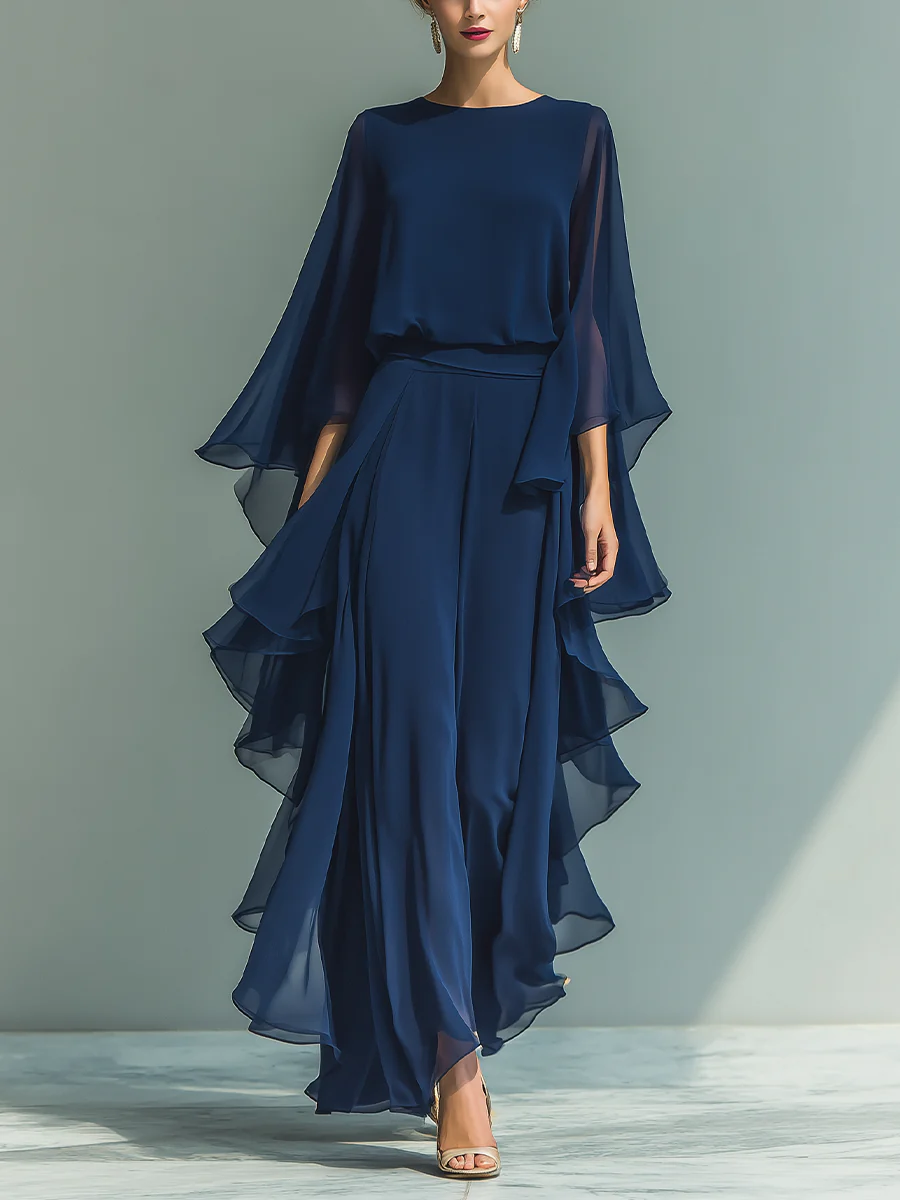 Avery | Chiffon Two-Piece Set with Ruffle Trim
