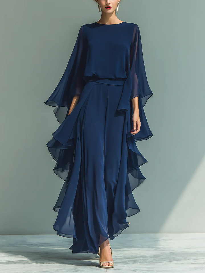 Avery | Chiffon Two-Piece Set with Ruffle Trim