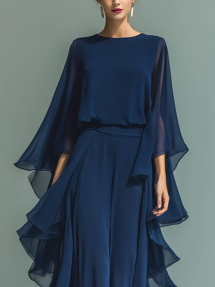 Avery | Chiffon Two-Piece Set with Ruffle Trim
