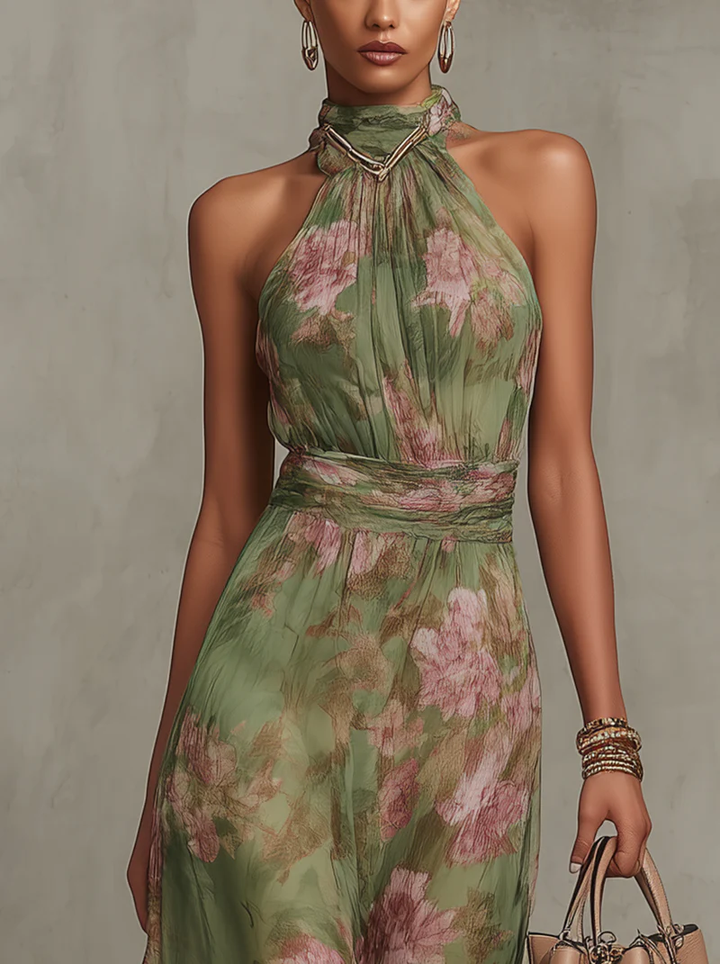 Avery | Floral Halter Maxi Dress