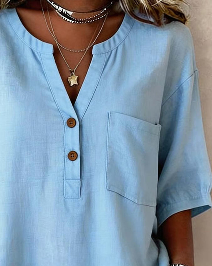 Grace | V-Neck Three-Quarter Sleeve Shirt