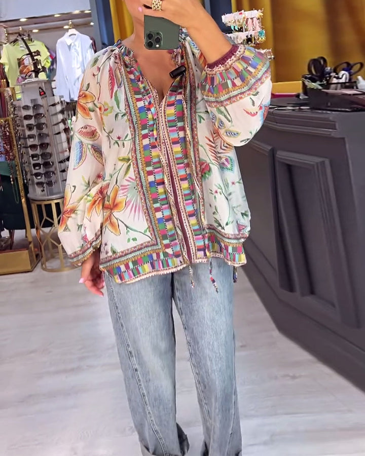 Savannah | Printed V-Neck Blouse