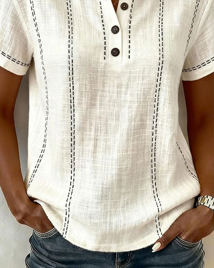 Grace | Button-Front V-Neck Tee