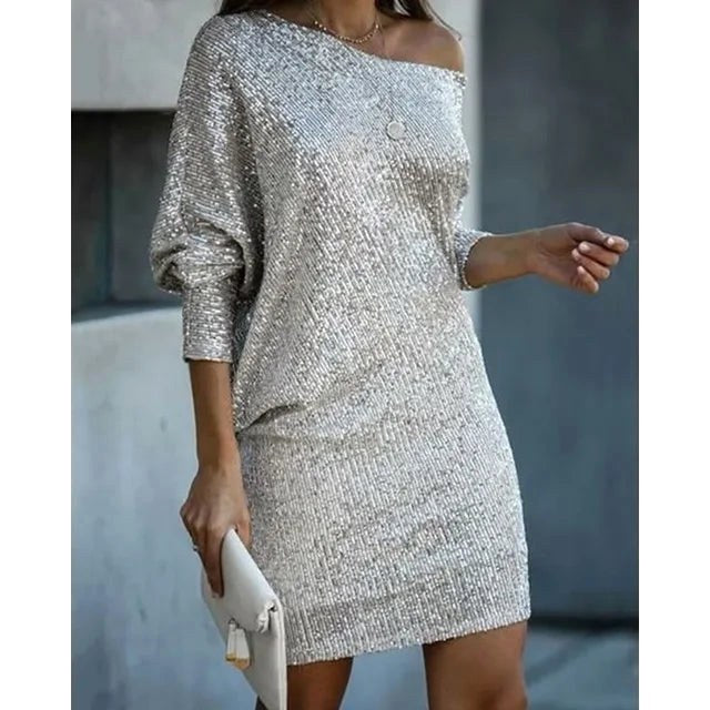 Adalyn | Women's Sequin Party Dress - Silver