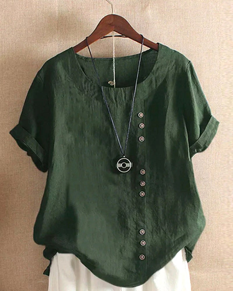 Addison | Women's Lightweight Linen Blouse with Button Detail, Lightweight Summer Top for Holidays and Casual Wear, Lightweight Summer Top for Holidays and Casual Wear - image 1