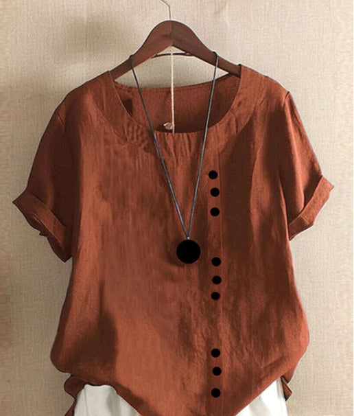 Addison | Women's Lightweight Linen Blouse with Button Detail, Lightweight Summer Top for Holidays and Casual Wear, Lightweight Summer Top for Holidays and Casual Wear - image 2