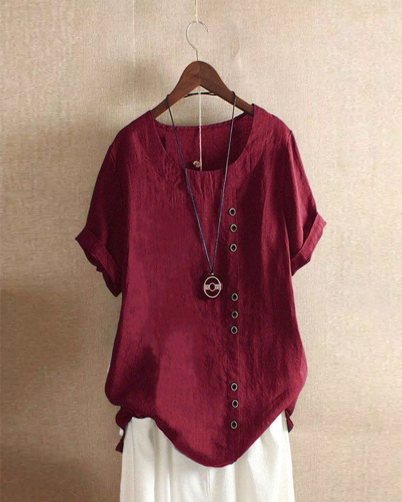 Addison | Women's Lightweight Linen Blouse with Button Detail, Lightweight Summer Top for Holidays and Casual Wear, Lightweight Summer Top for Holidays and Casual Wear - image 5