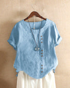 Addison | Women's Lightweight Linen Blouse with Button Detail, Lightweight Summer Top for Holidays and Casual Wear, Lightweight Summer Top for Holidays and Casual Wear - image 6
