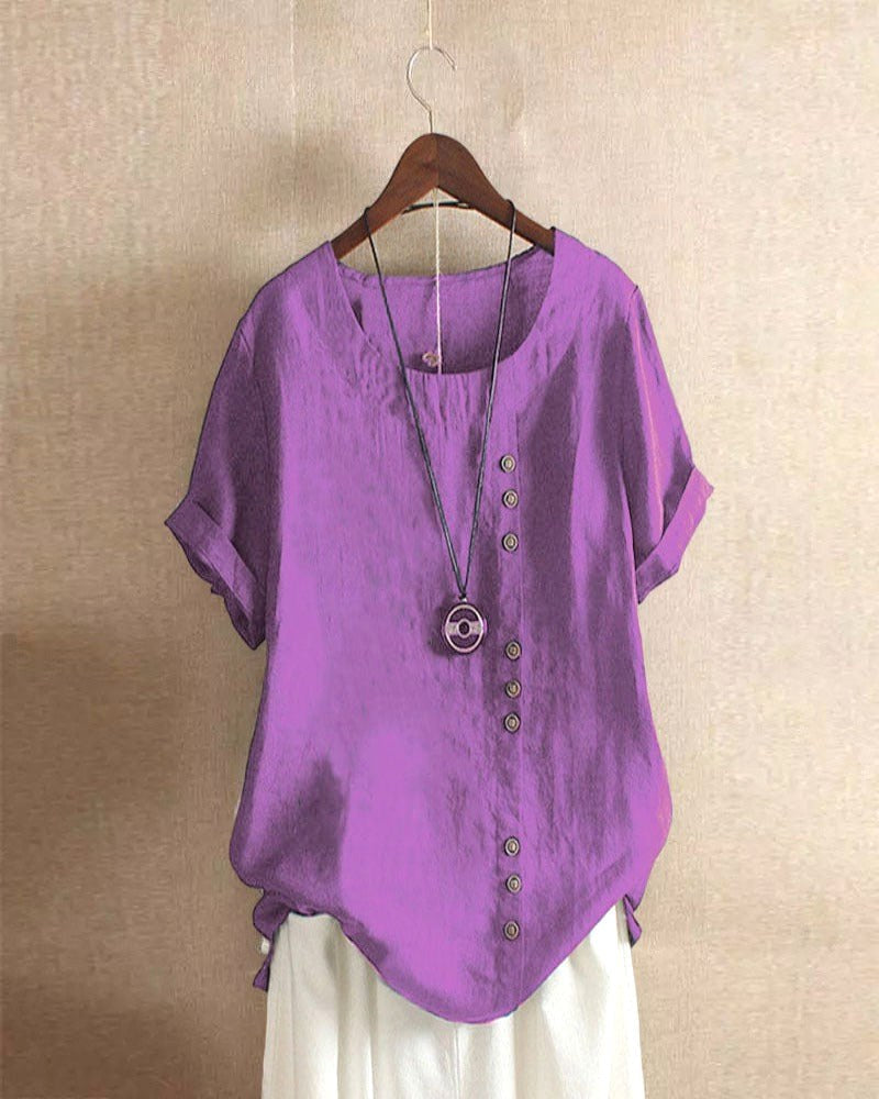 Addison | Women's Lightweight Linen Blouse with Button Detail, Lightweight Summer Top for Holidays and Casual Wear, Lightweight Summer Top for Holidays and Casual Wear - image 8