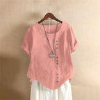 Addison | Women's Lightweight Linen Blouse with Button Detail, Lightweight Summer Top for Holidays and Casual Wear, Lightweight Summer Top for Holidays and Casual Wear - image 9