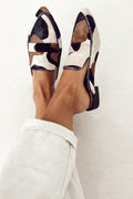 Addison | Women's Loafers with Abstract Pattern, Elegant Summer Footwear for Holidays and Smart Occasions, Elegant Summer Footwear for Holidays and Smart Occasions - Black And white