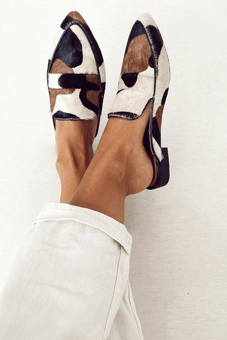 Addison | Women's Loafers with Abstract Pattern, Elegant Summer Footwear for Holidays and Smart Occasions, Elegant Summer Footwear for Holidays and Smart Occasions - Black And white