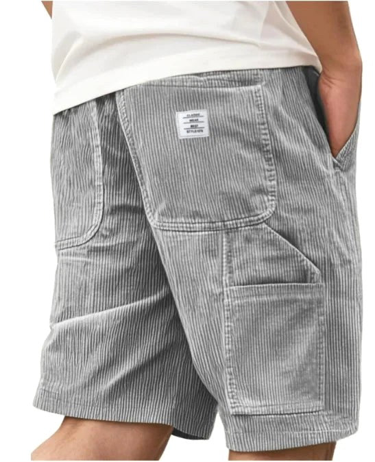 Aidan | Men's Corduroy Cargo Shorts, Straight-Cut Relaxed Shorts | The Shrader Sisters | Sky Blue