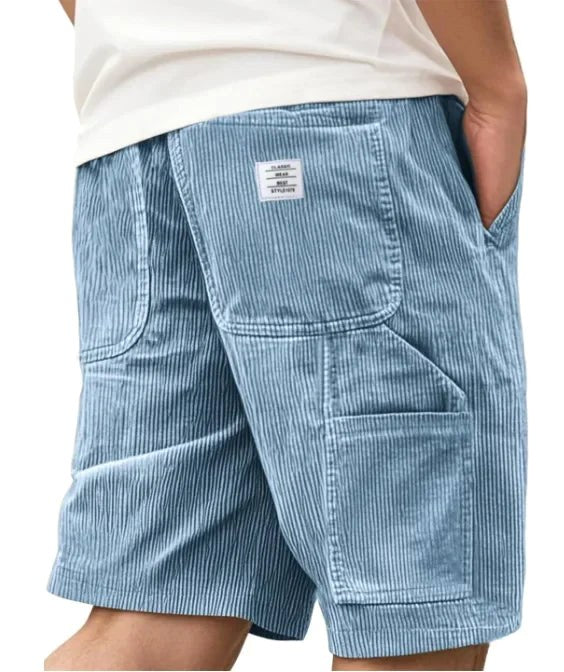 Aidan | Men's Corduroy Cargo Shorts, Straight-Cut Relaxed Shorts | The Shrader Sisters | White