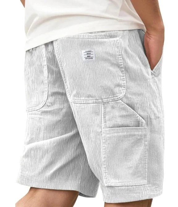 Aidan | Men's Corduroy Cargo Shorts, Straight-Cut Relaxed Shorts | The Shrader Sisters | Light Green