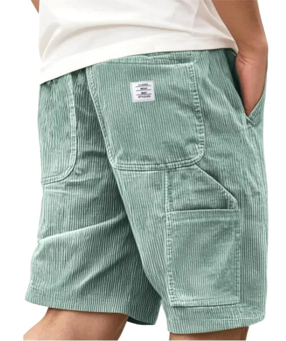 Aidan | Men's Corduroy Cargo Shorts, Straight-Cut Relaxed Shorts | The Shrader Sisters