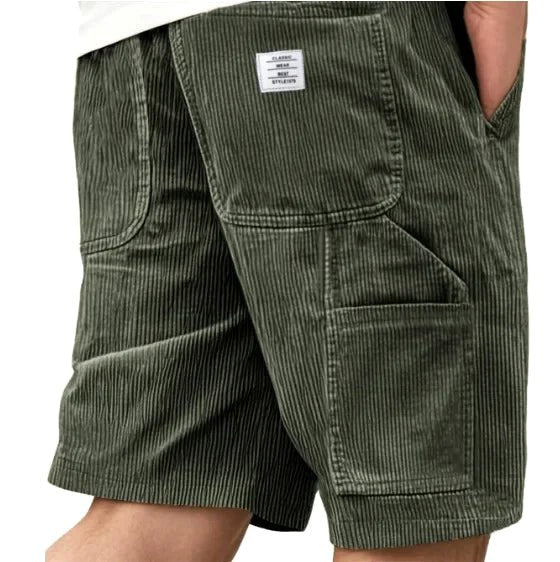 Aidan | Men's Corduroy Cargo Shorts, Straight-Cut Relaxed Shorts | The Shrader Sisters | Blue
