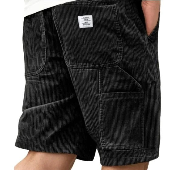 Aidan | Men's Corduroy Cargo Shorts, Straight-Cut Relaxed Shorts | The Shrader Sisters | Pink