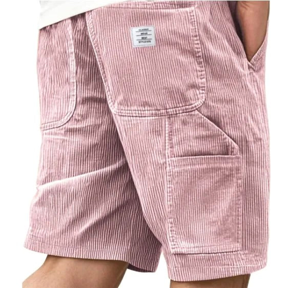 Aidan | Men's Corduroy Cargo Shorts, Straight-Cut Relaxed Shorts | The Shrader Sisters | Brown