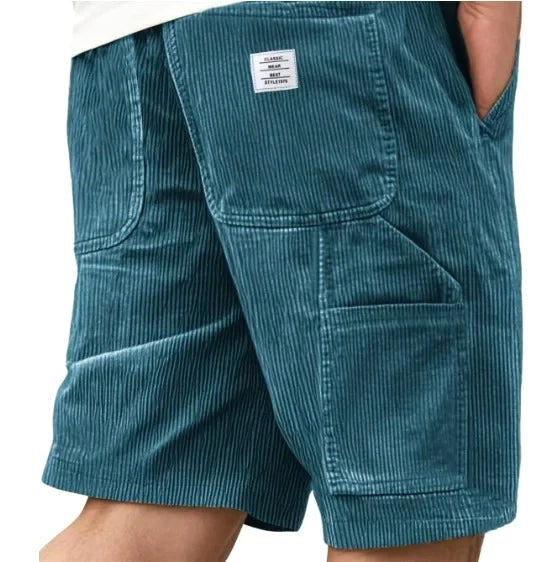 Aidan | Men's Corduroy Cargo Shorts, Straight-Cut Relaxed Shorts | The Shrader Sisters | Purple