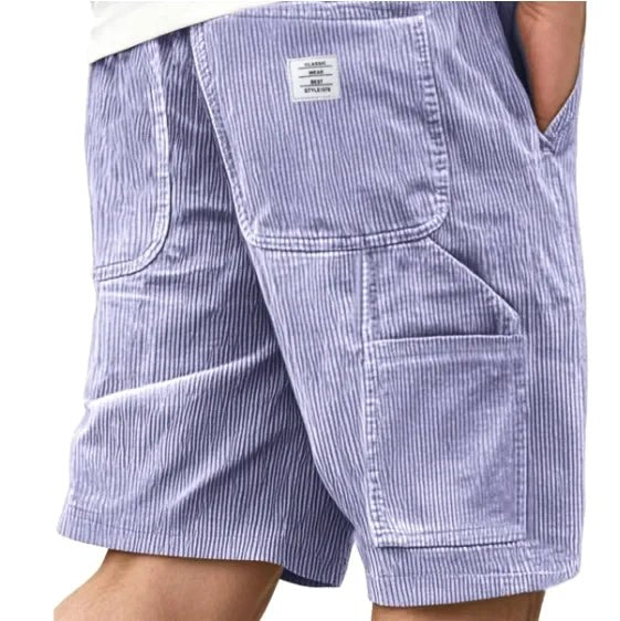 Aidan | Men's Corduroy Cargo Shorts, Straight-Cut Relaxed Shorts | The Shrader Sisters | Khaki