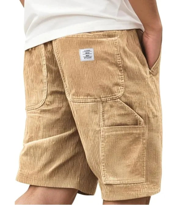Aidan | Men's Corduroy Cargo Shorts, Straight-Cut Relaxed Shorts | The Shrader Sisters | Grey