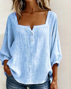 Aimee | Women's Square Neck Blouse, Relaxed Everyday Top | The Shrader Sisters