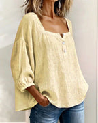 Aimee | Women's Square Neck Blouse, Relaxed Everyday Top | The Shrader Sisters